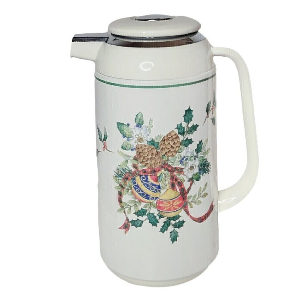 VTG Mikasa Thermal Carafe Holiday Festive Spirit Christmas Coffee Tea Pitcher